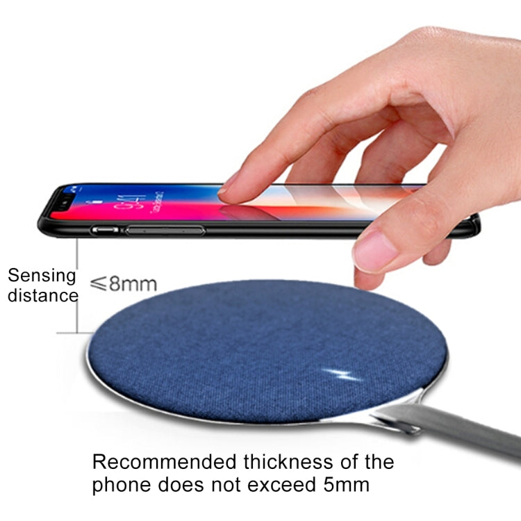 HAMTOD X10 10W Output Overall Aluminum Alloy + Cloth Materials Qi Standard Wireless Charger For iPhone Galaxy Huawei Xiaomi LG HTC and Other QI Standard Smart Phones (Blue)
