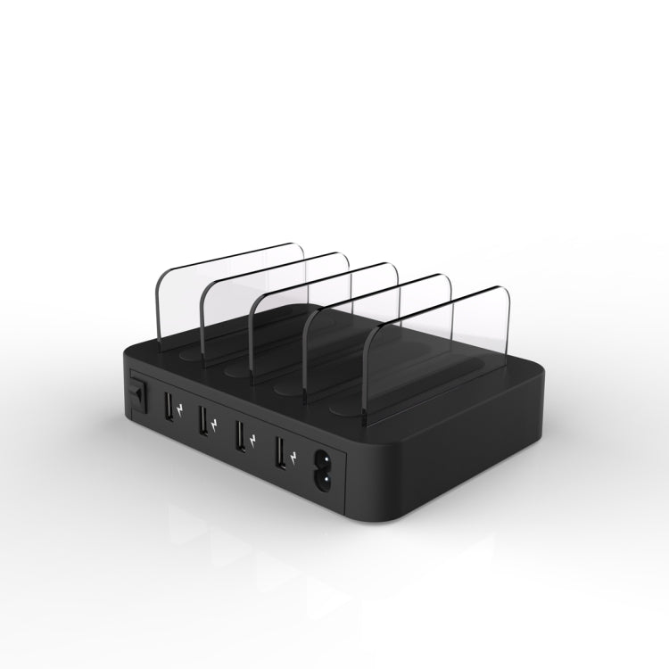 Multifonction AC 100V ~ 240V Sortie 4 ports USB Station de charge détachable Chargeur intelligent (Noir)