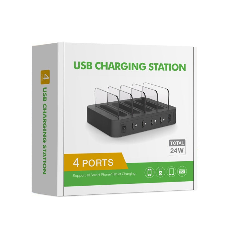 Multifunction AC 100V ~ 240V Output 4 USB Ports Detachable Charging Station Smart Charger (Black)