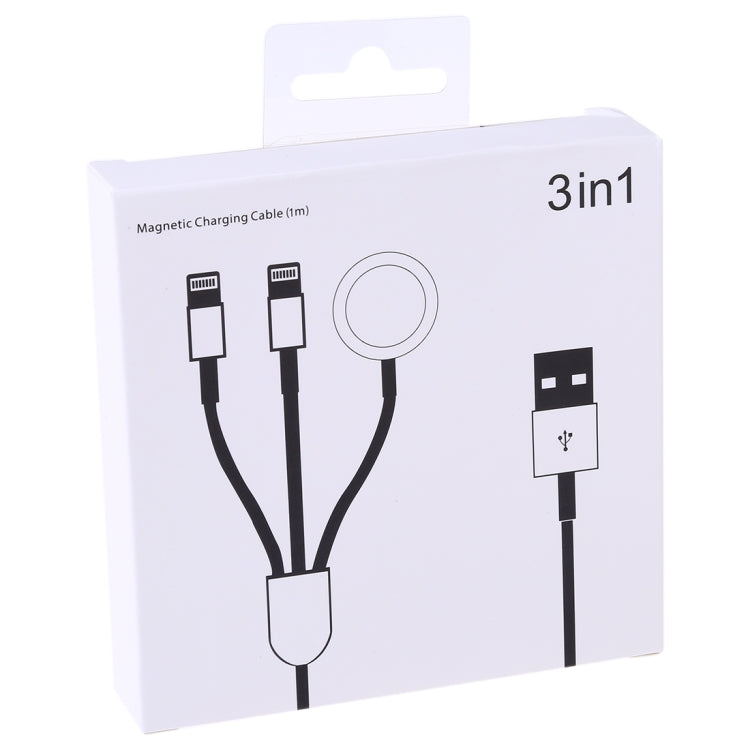 Multifunction 3 in 1 8 Pin Magnetic Charging Cable for iPhone / Apple Watch Length: 1m (White)