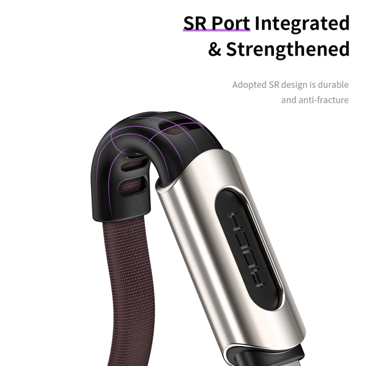 Rock M8 3 in 1 Multifunction 8 Pin + Micro + Type-C / USB-C Zinc Alloy Fabric Charging Cable Length: 1.2m (Black)
