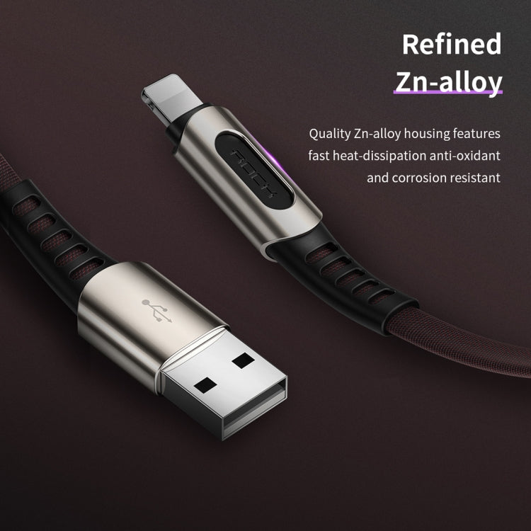 Rock M8 3 in 1 Multifunction 8 Pin + Micro + Type-C / USB-C Zinc Alloy Fabric Charging Cable Length: 1.2m (Black)