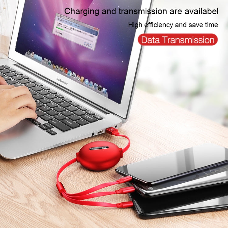 CAFELE 3 en 1 8 broches + Micro USB + Type C / USB-C Longueur du câble de données de charge : 1,2 m (rouge)