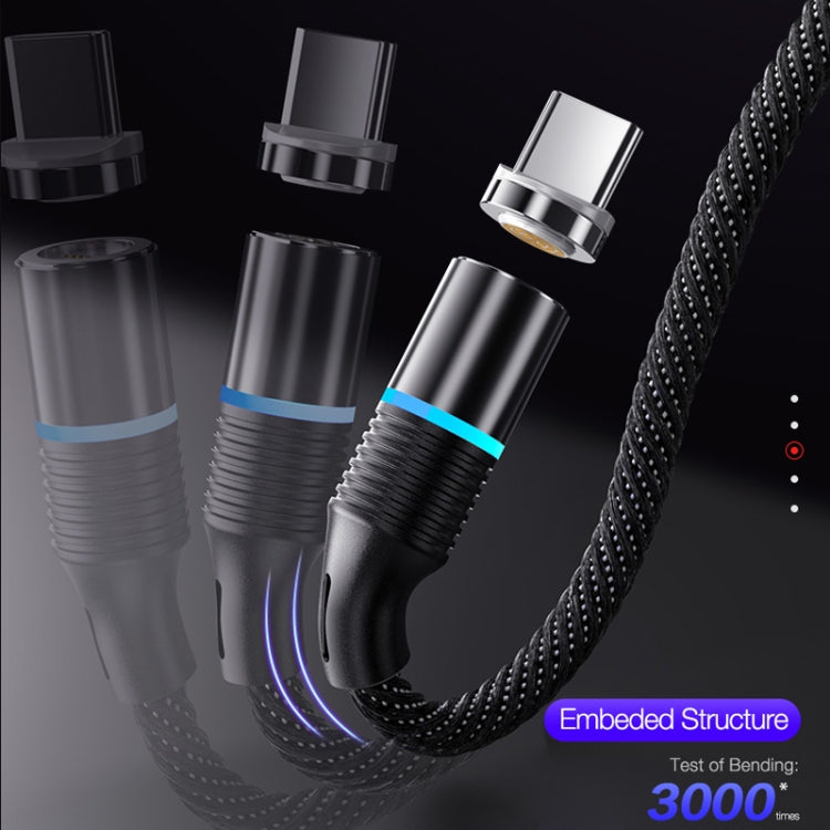 CAFELE 3 en 1 8 Pines + Micro USB + Type-C / USB-C Magneto Series Cable de Datos de Carga Magnética longitud: 1.2 m (Negro)