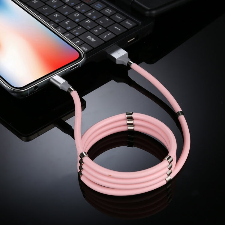 USB to 8 Pin Luminous Magnetic Attraction Data Cable Length: 1m (Pink)