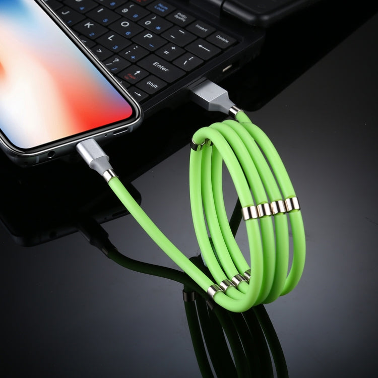 USB to 8Pin Luminous Magnetic Attraction Data Cable Length: 1m (Green)