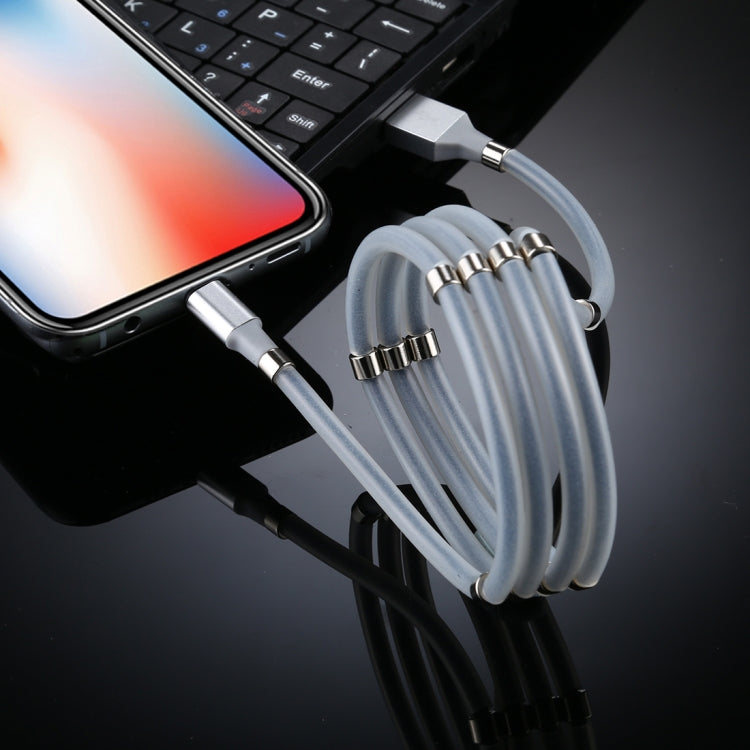 USB to 8 Pin Luminous Magnetic Attraction Data Cable Length: 1m (Grey)