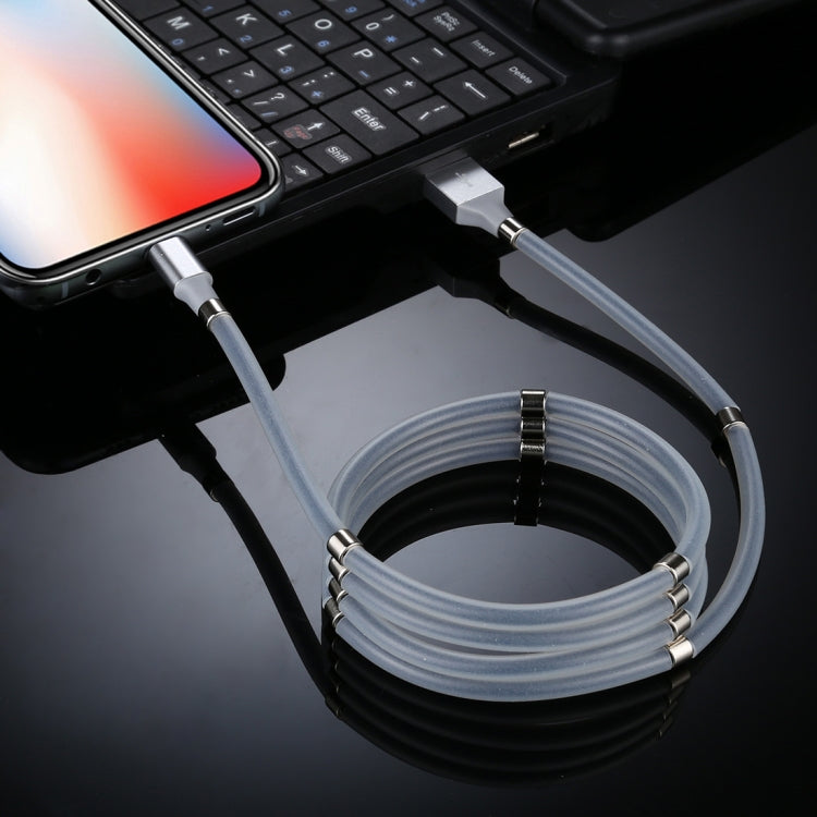 Câble de données d'attraction magnétique lumineux USB vers 8 broches Longueur : 1 m (gris)