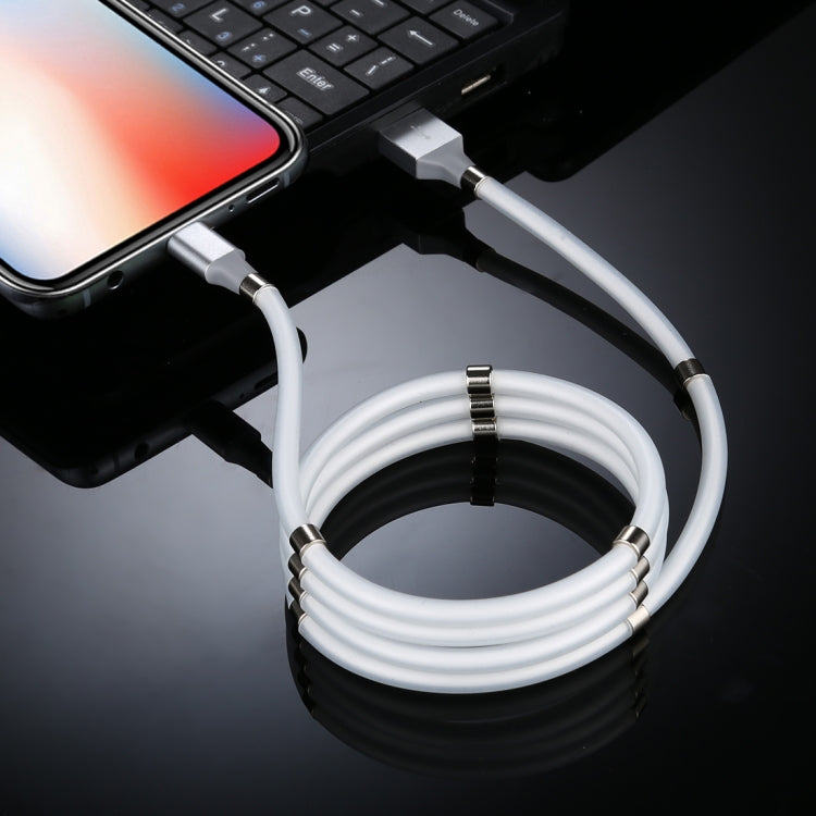USB to 8 Pin Luminous Magnetic Attraction Data Cable Length: 1m (White)