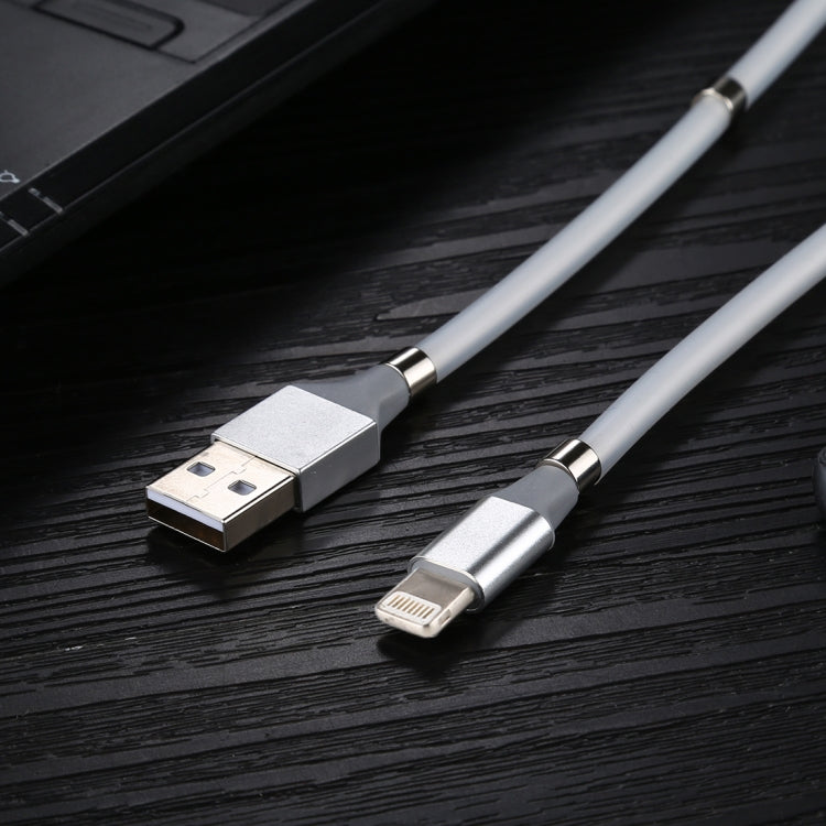 USB to 8 Pin Luminous Magnetic Attraction Data Cable Length: 1m (White)