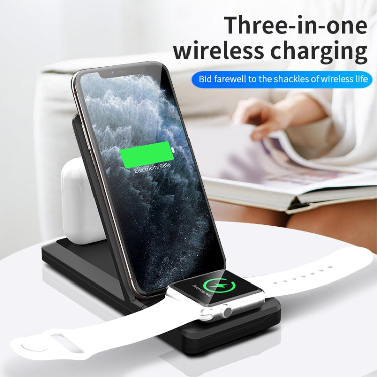 H6 3 in 1 Portable Foldable Wireless Charger for iPhone + iWatch + AirPods (Black)