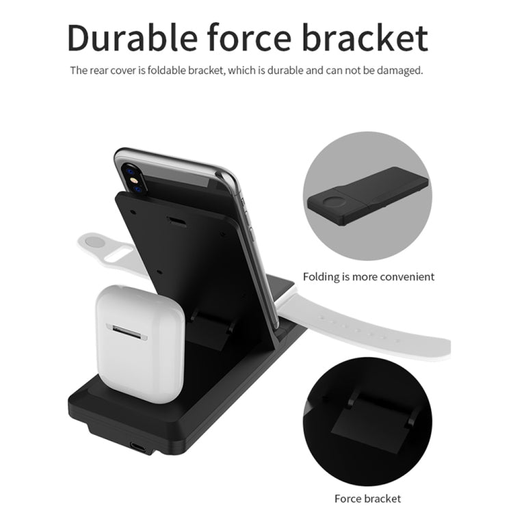 H6 3 in 1 Portable Foldable Wireless Charger for iPhone + iWatch + AirPods (Black)