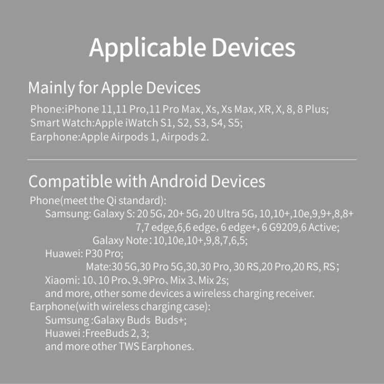 Cargador Inalámbrico Magnético vertical Z5A QI para Teléfonos Móviles relojes Apple y AirPods / Samsung Galaxy Buds / Huawei Free Buds con anillo de luz táctil (Blanco)