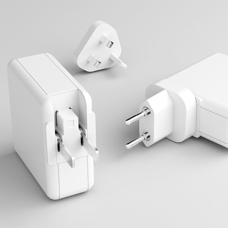 Ports USB 65W x 1 + Port Type C x 2 Chargeur de voyage GaN Mini chargeur rapide portable avec prise UK US EU (Blanc)