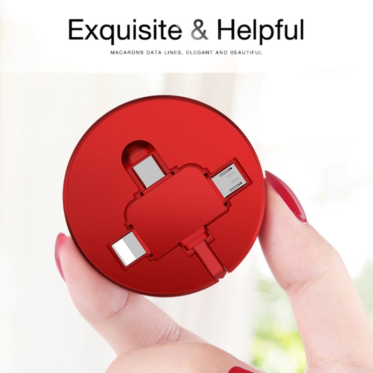 CAFELE 3 in 1 8 Pin + Type-C / USB-C + Micro USB Multifunction Scalable Charging Cable Length: 1m (Red)