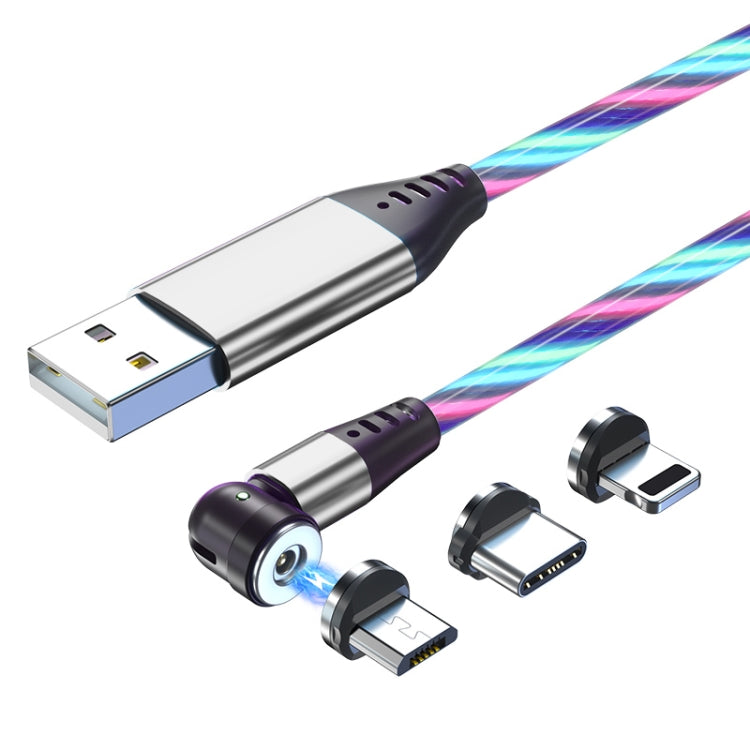 3 en 1 2.4A USB a 8 Pines + Micro USB + USB-C / Type-C Cable de Datos Magnético de transmisión flexible de 540 grados Longitud del Cable: 1 m (Color)