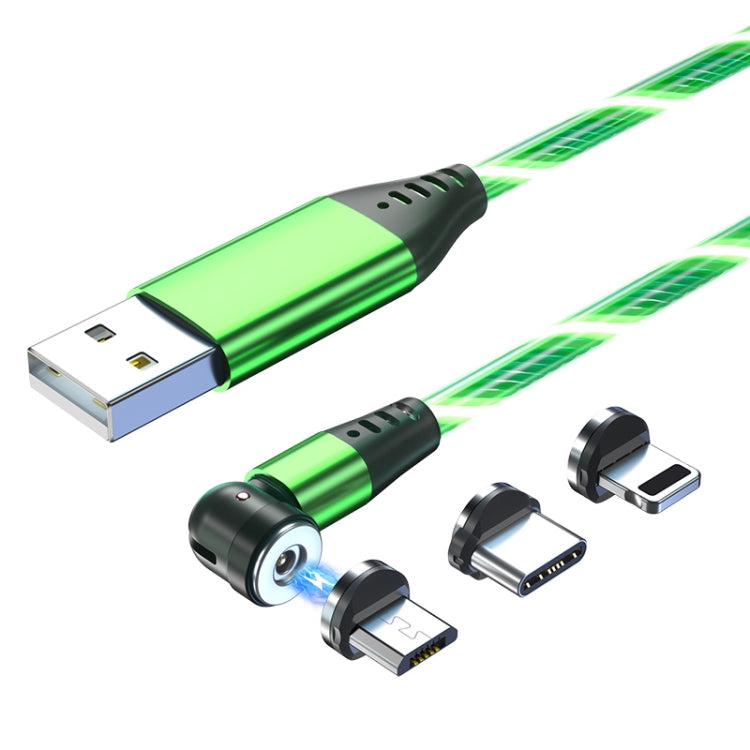 3 en 1 2,4 A USB vers 8 broches + Micro USB + USB-C / Type-C Transmission flexible à 540 degrés Câble de données magnétique Longueur du câble : 1 m (vert)