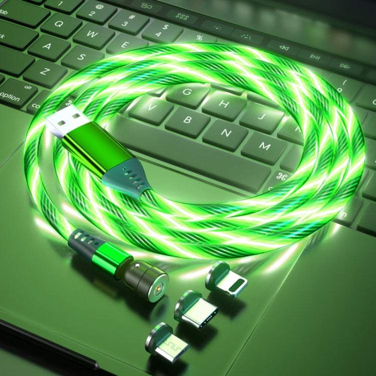 3 in 1 2.4A USB to 8 Pin + Micro USB + USB-C / Type-C 540 Degree Flexible Transmission Magnetic Data Cable Cable Length: 1m (Green)