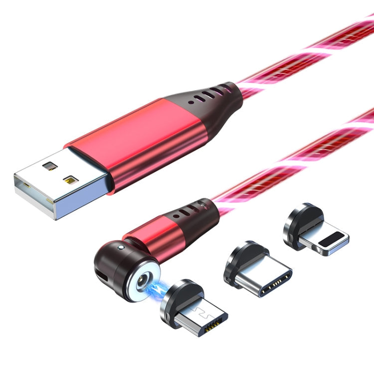 3 in 1 2.4A USB to 8 Pin + Micro USB + USB-C / Type-C 540 Degree Flexible Transmission Magnetic Data Cable Cable Length: 1m (Red)