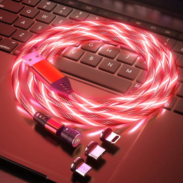 3 en 1 2.4A USB a 8 Pines + Micro USB + USB-C / Type-C Cable de Datos Magnético de transmisión flexible de 540 grados Longitud del Cable: 1 m (Rojo)