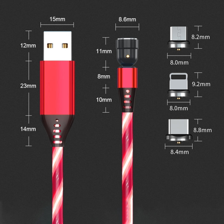 3 en 1 2.4A USB a 8 Pines + Micro USB + USB-C / Type-C Cable de Datos Magnético de transmisión flexible de 540 grados Longitud del Cable: 1 m (Azul)