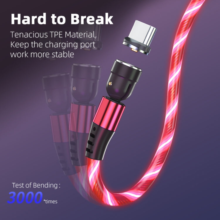 3 en 1 2.4A USB a 8 Pines + Micro USB + USB-C / Type-C Cable de Datos Magnético de transmisión flexible de 540 grados Longitud del Cable: 1 m (Rojo)