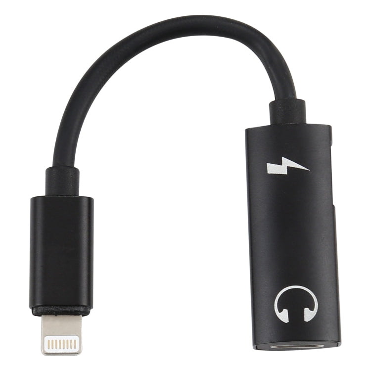 2 in 1 8-Pin-Stecker auf Dual-Pin-Buchse zum Laden und Hören von Musik Audio-Audio-Adapter, kompatibel mit allen iOS-Systemen (Schwarz)
