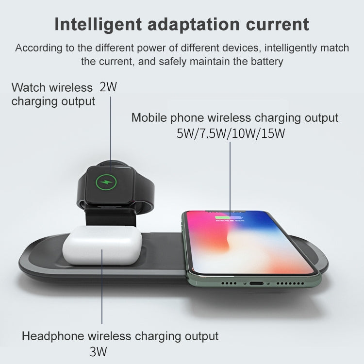 OJD-55 15W 3 en 1 Chargeur sans fil multifonction à charge rapide pour iPhones iWatches et AirPods (Blanc)