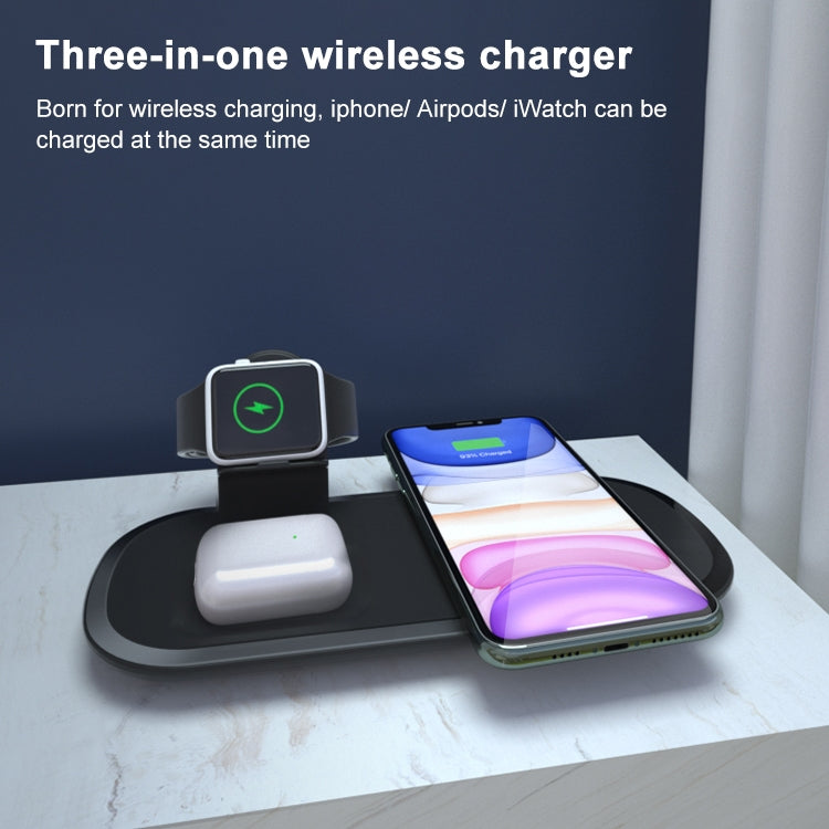 OJD-55 15W 3 en 1 Chargeur sans fil multifonction à charge rapide pour iPhones iWatches et AirPods (Noir)