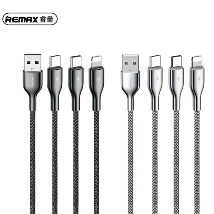 Remax RC-092th Kingpin Series 3.1A 3 in 1 USB to Micro USB + Type-C + 8 PIN Charging Cable Cable length: 1.2m (Black)