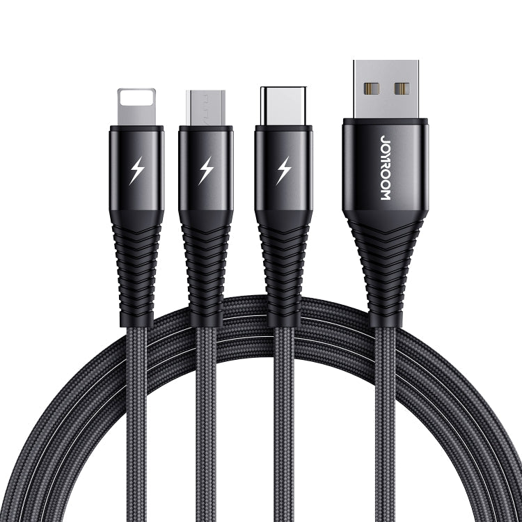 Joyroom S-1230G4 3A 3 in 1 USB to 8 Pin + Micro USB + Type-C / USB-C Fast Charging Cable Cable Length: 1.2m (Black)