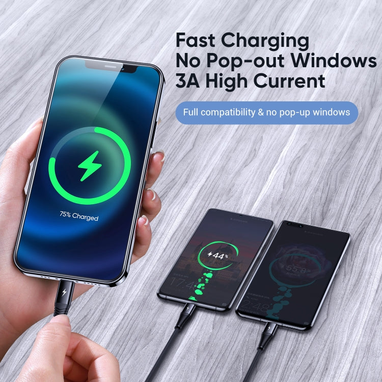 Joyroom S-1230G4 3A 3 in 1 USB to 8 PIN + Micro USB + Type-C / USB-C Fast Charging Cable Length: 1.2m (Green)