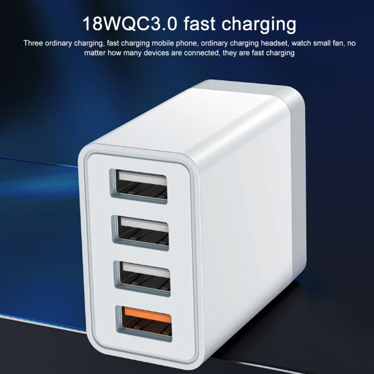 WKOME WP-U125 ETEPIN Series 18W QC3.0 4 Puertos USB Cargador de Viaje Rápido Enchufe de CN / Tapón de US