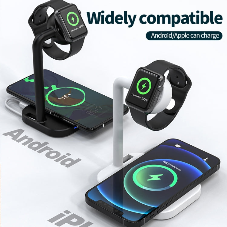 Adj-984 Chargeur sans fil à induction électromagnétique 2 en 1 pour téléphones mobiles et montres Apple AirPods (Blanc)