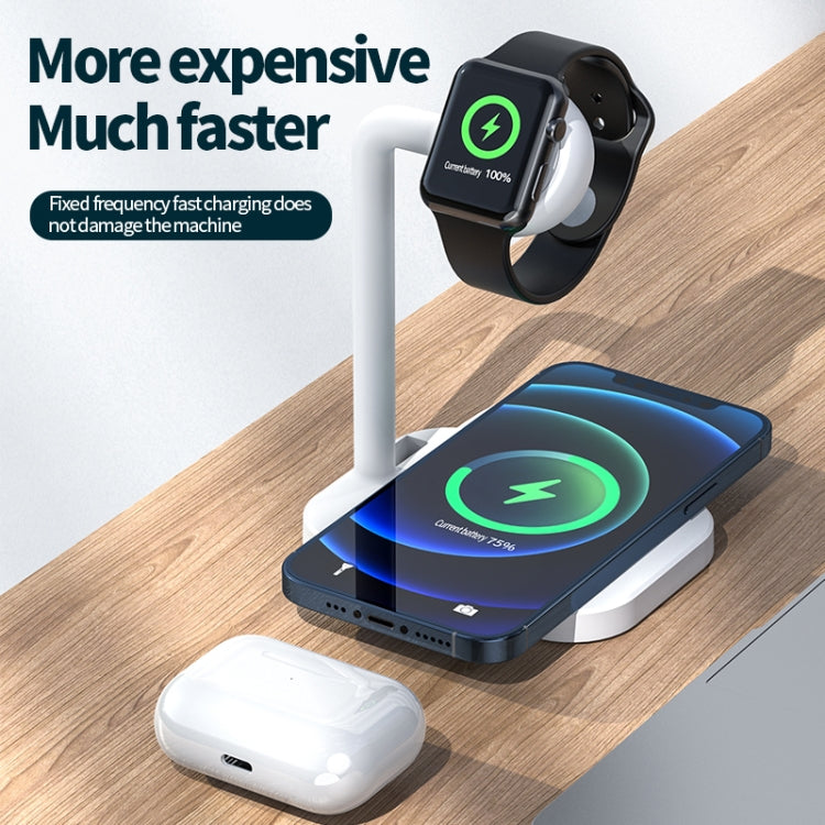 Adj-984 2 in 1 Electromagnetic Induction Wireless Charger for Apple AirPods Mobile Phones and Watches (White)