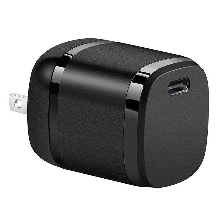 APQ-006 PD 20W USB-C / Type C / Type C Single Port Wine Barrel Shape US Plug (Black)