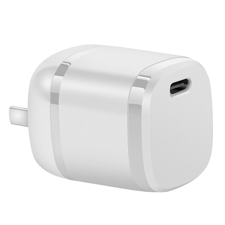 APQ-006 PD 20W USB-C / Type C / Type C Wine Barrel Shape Travel Charger US Plug (White)
