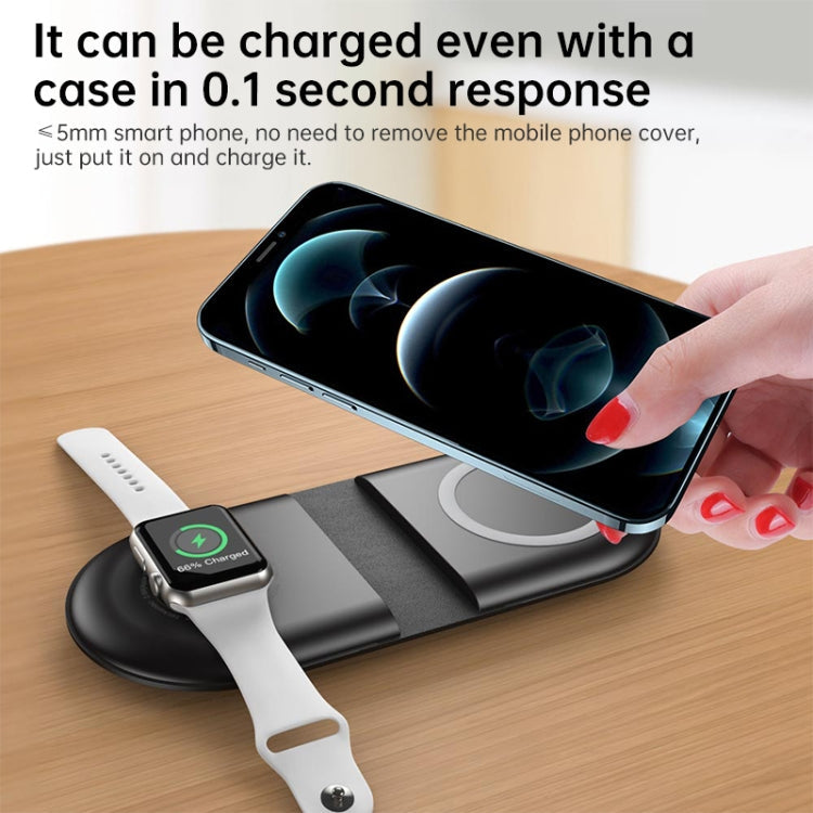 WS39A 15W Foldable Dual Wireless Charger Dock for Mobile Phones and Apple Watches and Airpods (White)