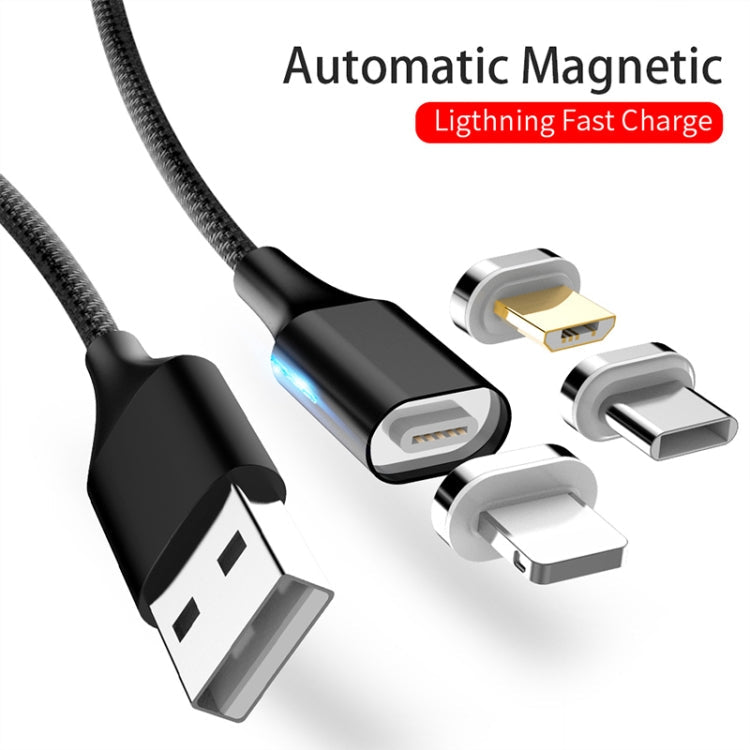 Câble de données magnétique en nylon M11 3 en 1 3A USB vers 8 broches + Micro USB + USB-C / Type-C Longueur du câble : 1 m (Bleu)