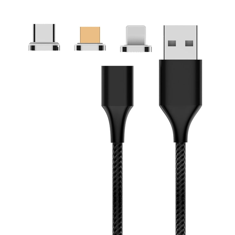 Câble de données magnétique M11 3 en 1 3A USB vers 8 broches + Micro USB + USB-C / Type C Type C Longueur du câble : 2 m (noir)