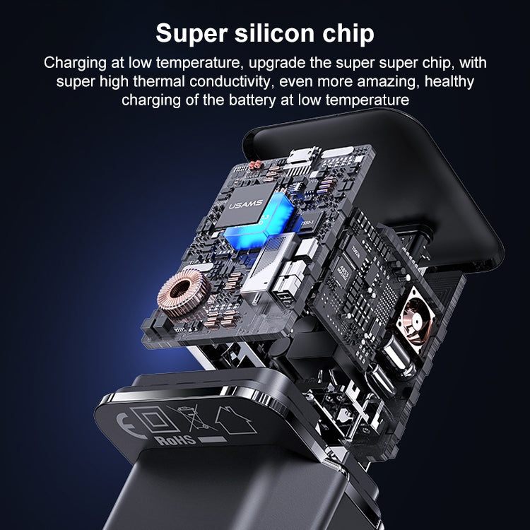 USAMS US-CC148 T45 30W Super Silicon Single Port Mini PD Chargeur de voyage à charge rapide Adaptateur secteur EU Plug (Blanc)