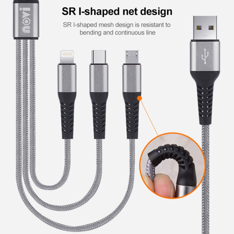 Ivon CA39 2.4A MAX 8 PIN + Type-C + Micro USB 3 in 1 Charging Cable Length: 1.2m