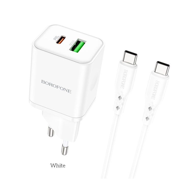 BOroFOne BN7 PD20W + QC3.0 Dual Ports Charge WITH TYPE-C / USB-C TO TYPE-C / USB-C ESE EU Cable (White)