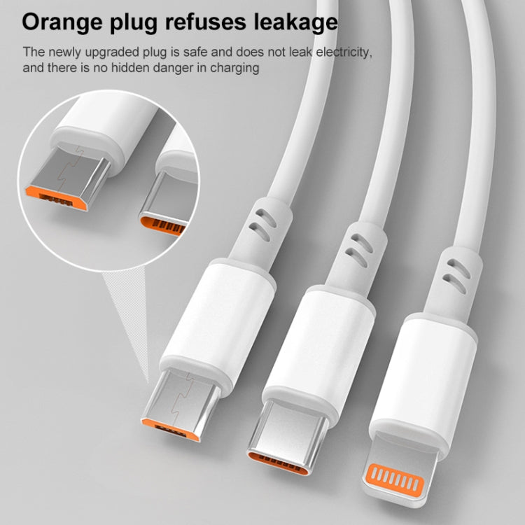 Câble de charge rapide 3A 3 en 1 USB vers Type C / 8 broches / Micro USB Longueur du câble : 1,2 m