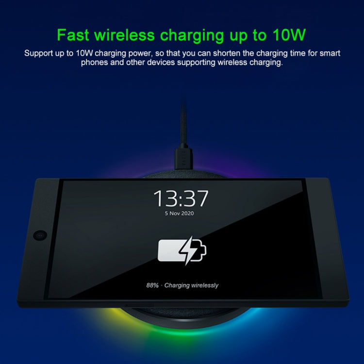 Razer Chroma 10W Wireless Fast Charger with RGB Light (Black)