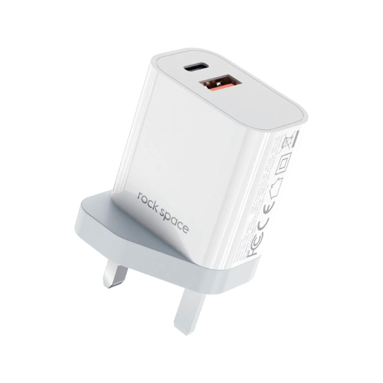 Rock T43 20W PD USB-C / Type-C + Dual USB Port Travel Charger UK Plug