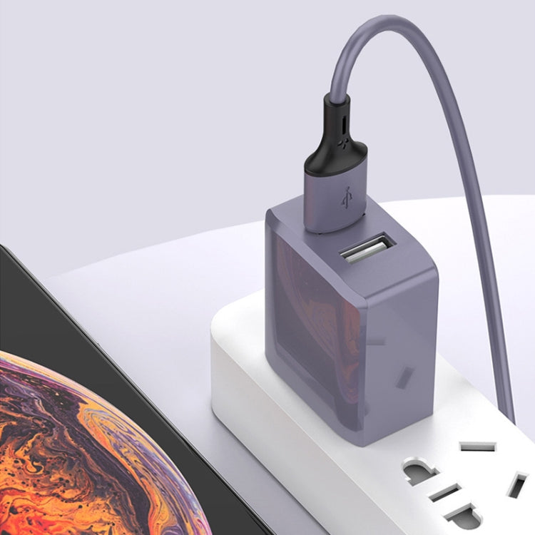 2A Mini Universal Liquid Color Dual USB Ports Charger US Plug (Purple)