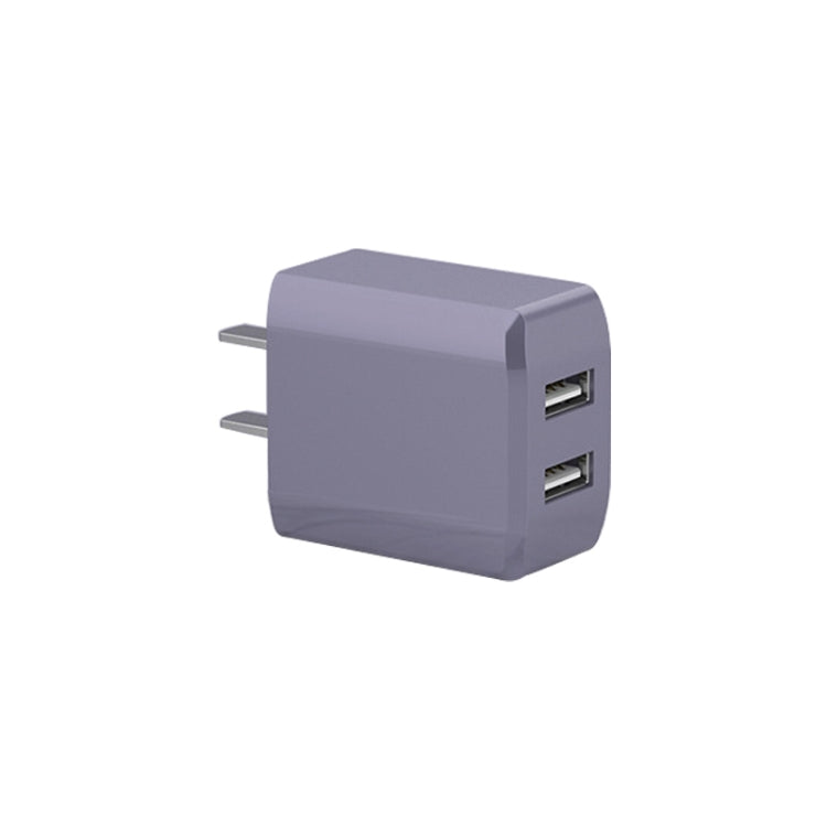 2A Mini Universal Liquid Color Dual USB Ports Charger US Plug (Purple)