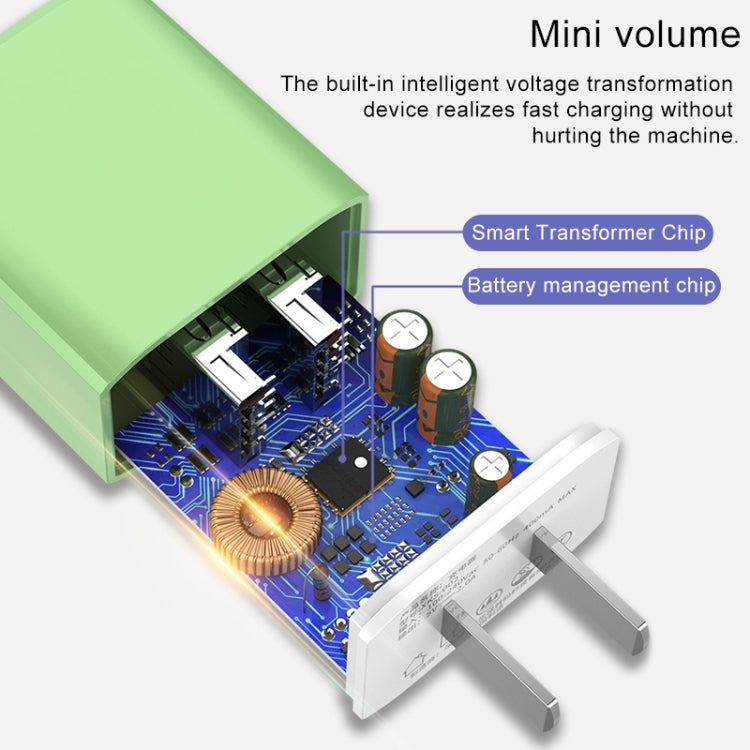 2A Mini Universal Liquid Color Cargador de Puertos USB Duales Enchufe de US (Morado)
