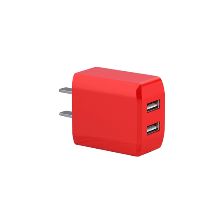 2A Mini Chargeur Universel Couleur Liquide Double Ports USB Prise US (Rouge)